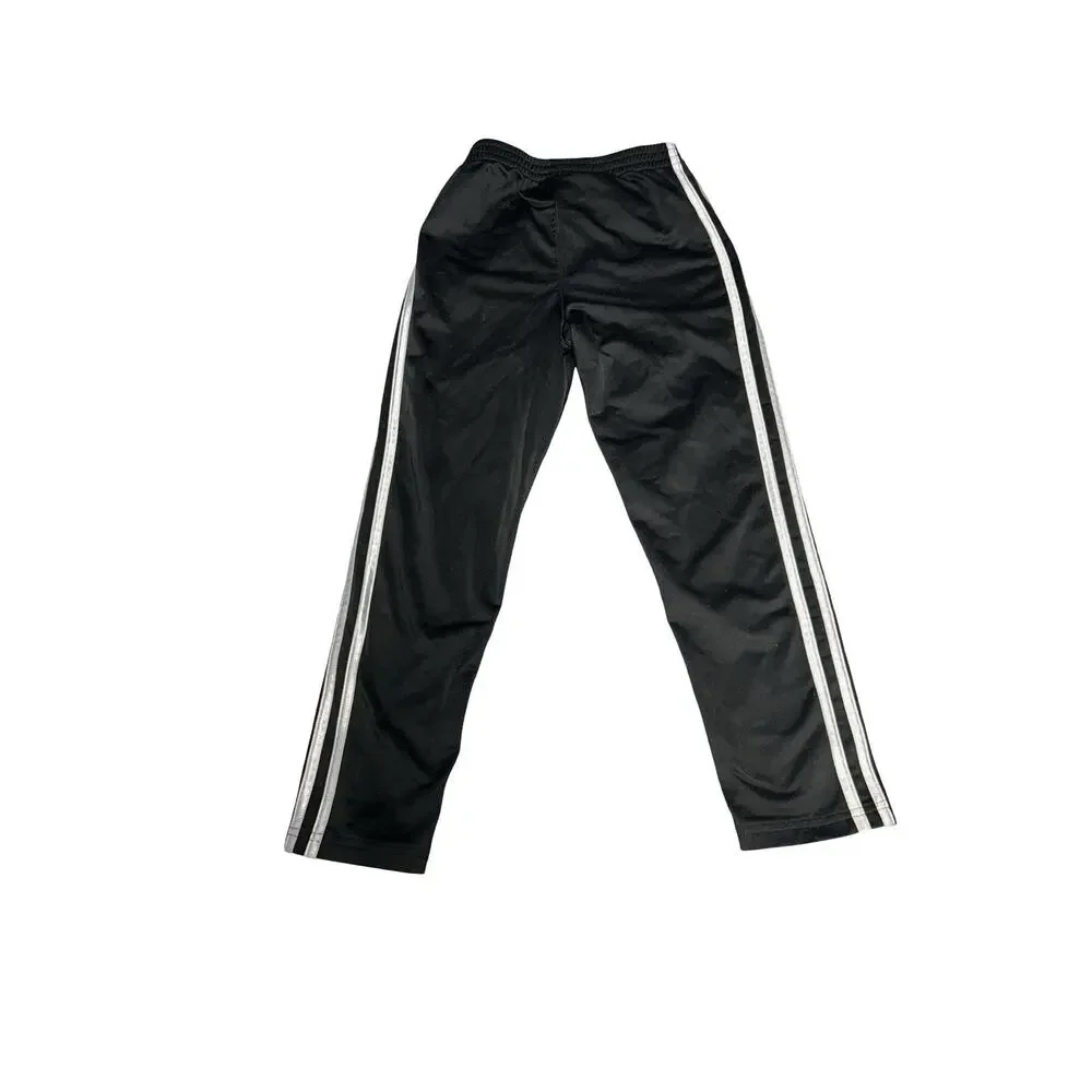 Adidas Kids Black 3 Stripe Track Pants Size 7 Athletic Soccer Joggers Youth 78